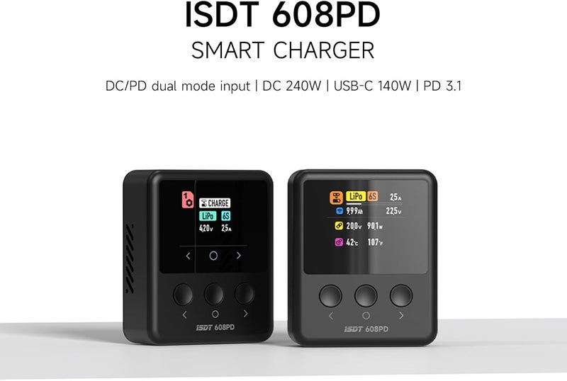 iSDT 608PD Lipo Battery Charger DC 6S/240W/10A USB C 100W/5A Smart Charger for RC Batteries Balance Charger for Life/Lilon/LiPo/LiHV (1-6S),NiMH(1-16S),Pb (1-12S) Batteries - Image 2